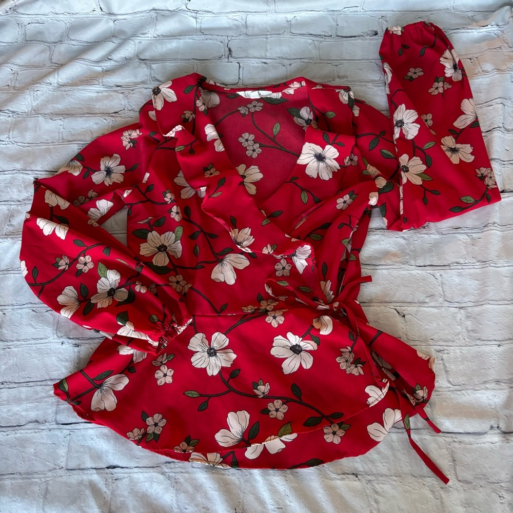 Red Floral Blouse
